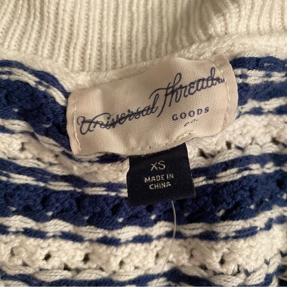 Universal Thread XS Navy White Striped Knit Button Up Sweater - Picture 4 of 8